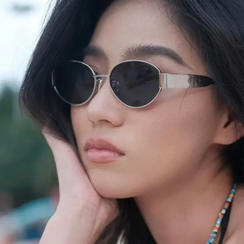 « Lunettes de soleil Femme – Steampunk Métal Ovale, UV400 »