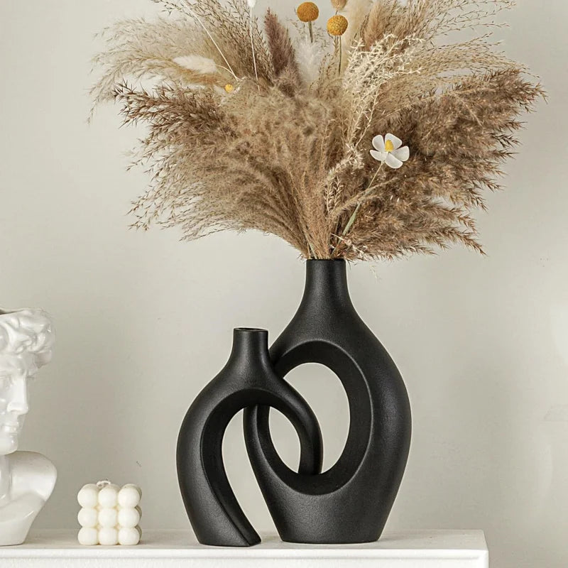 Modern Hollow Vase Set (2 Pieces) – Scandinavian Decorative Flower Vases for Home Decor