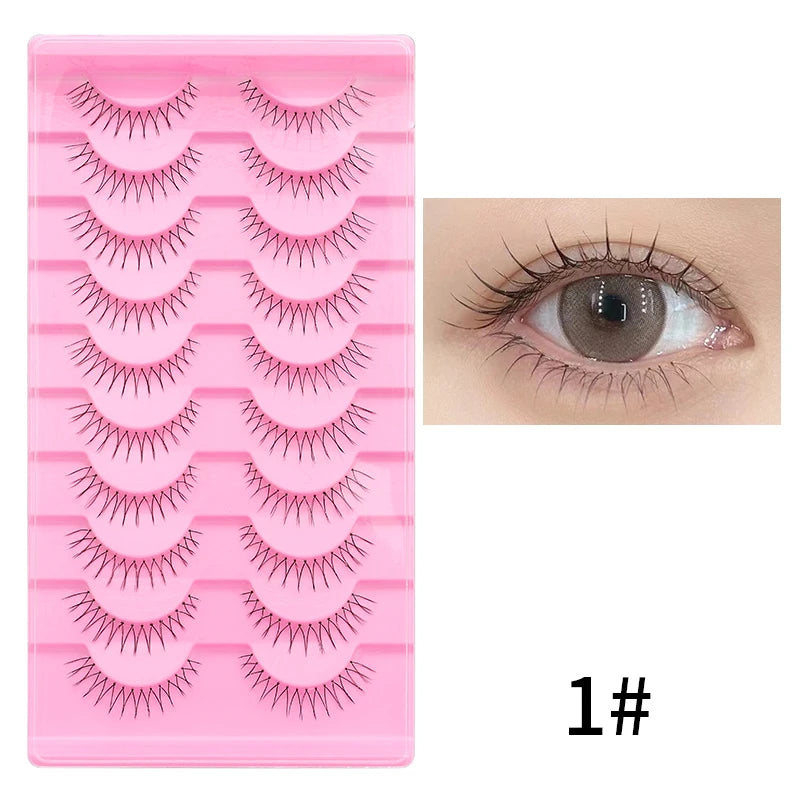 10 paires de cils naturels – Cils manga en bande complète, maquillage – Vente en gros, dropshipping, extensions de cils, faux cils style anime