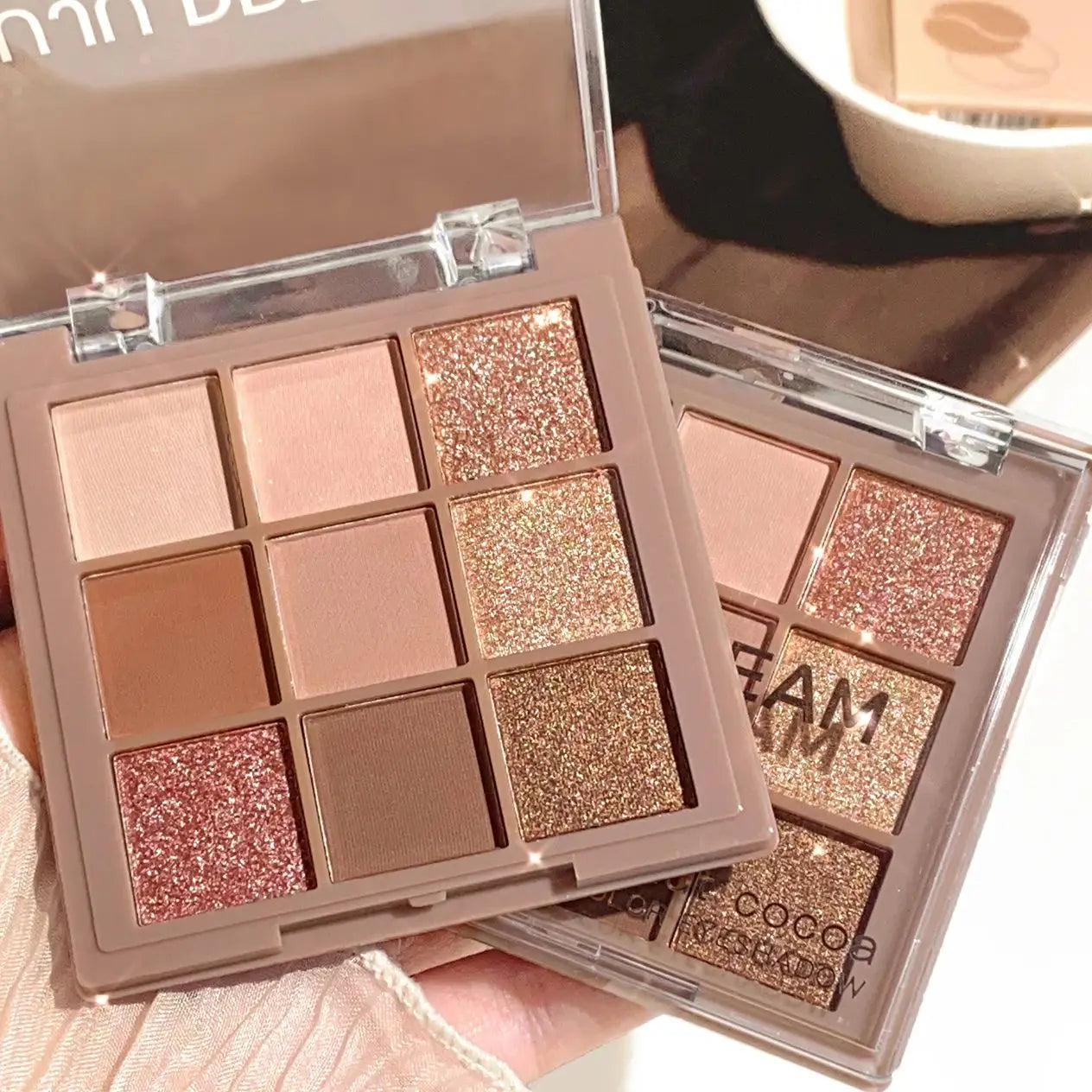 Palette Luxueuse de Fards à Paupières de 9 à 18 Couleurs, Effet Scintillant en Velours, Résistante à l'Eau, de Baies, Brunes et Conductrices