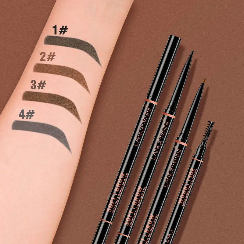 Crayon sourcils double embout rotatif 1,5 mm waterproof avec brosse