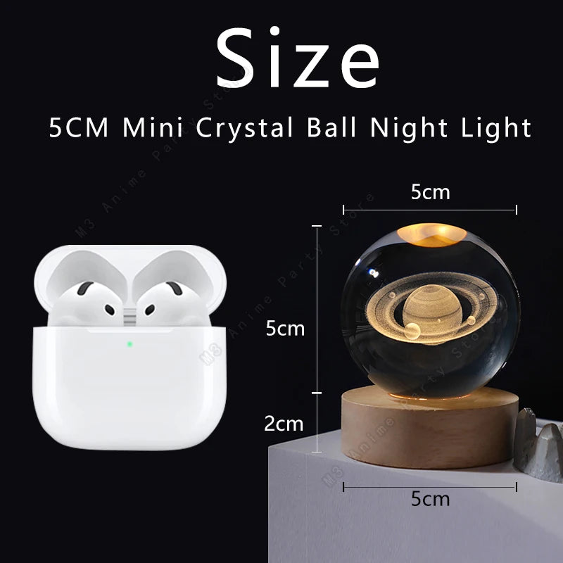 3D Crystal Ball Galaxy Lamp – LED Saturn & Moon Night Light for Bedroom Decor