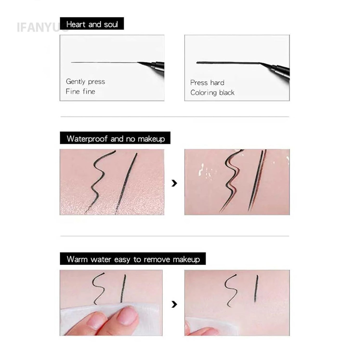 Eyeliner Liquide Noir Ultra Fin – Étanche, Longue Tenue, Mat Soyeux, Séchage Rapide, Anti-Écaillement, 1 ou 2 pcs, Maquillage des Yeux