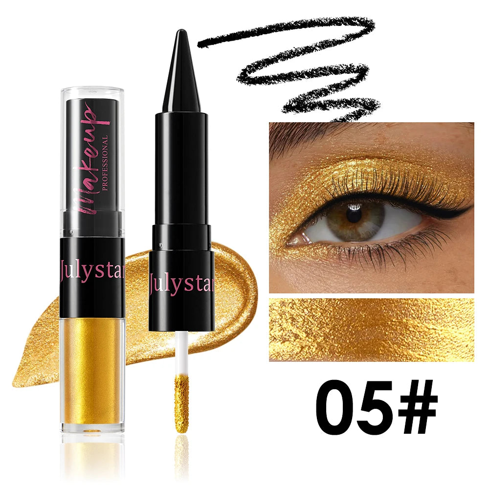 Crayon fard à paupières 2 en 1, noir intense, ultra-pigmenté, waterproof, longue tenue.