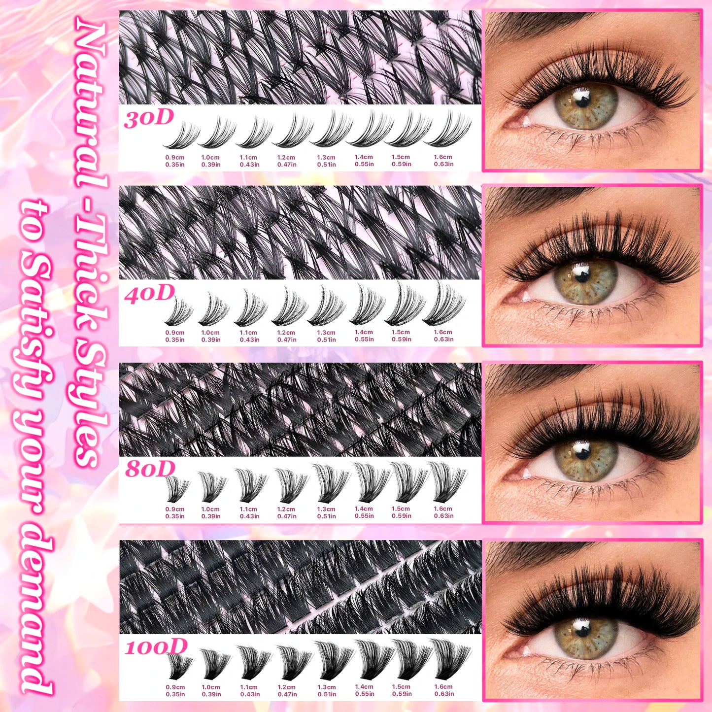 Kit Extension de Cils DIY 720 pcs Clusters Cils Individuels Avec Colle et Scellant Naturels Wispy