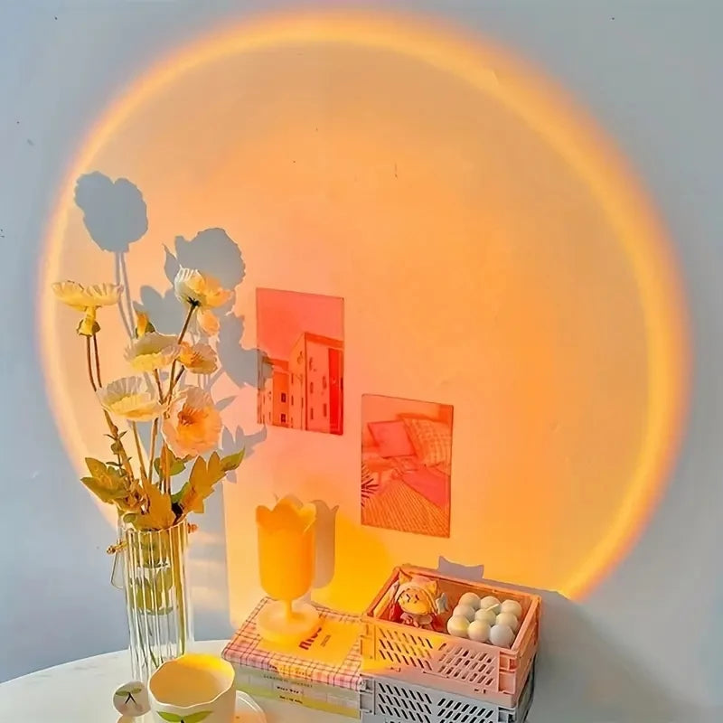 Sunset Projection Lamp – Rotatable USB LED Atmosphere Light for Bedroom & Living Room
