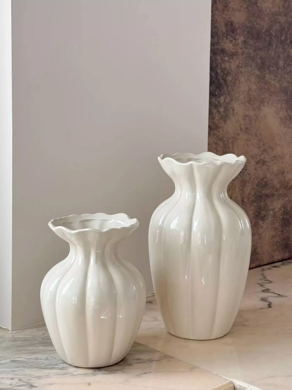 Luxury French Cream Ceramic Vase – Elegant Flower Holder for Home Decor