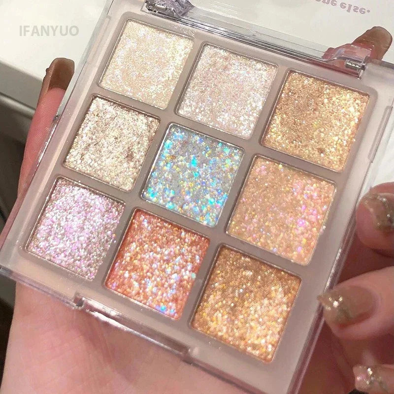 **« Palette fards à paupières 9 couleurs – Tons terre, nacré et pailleté »**