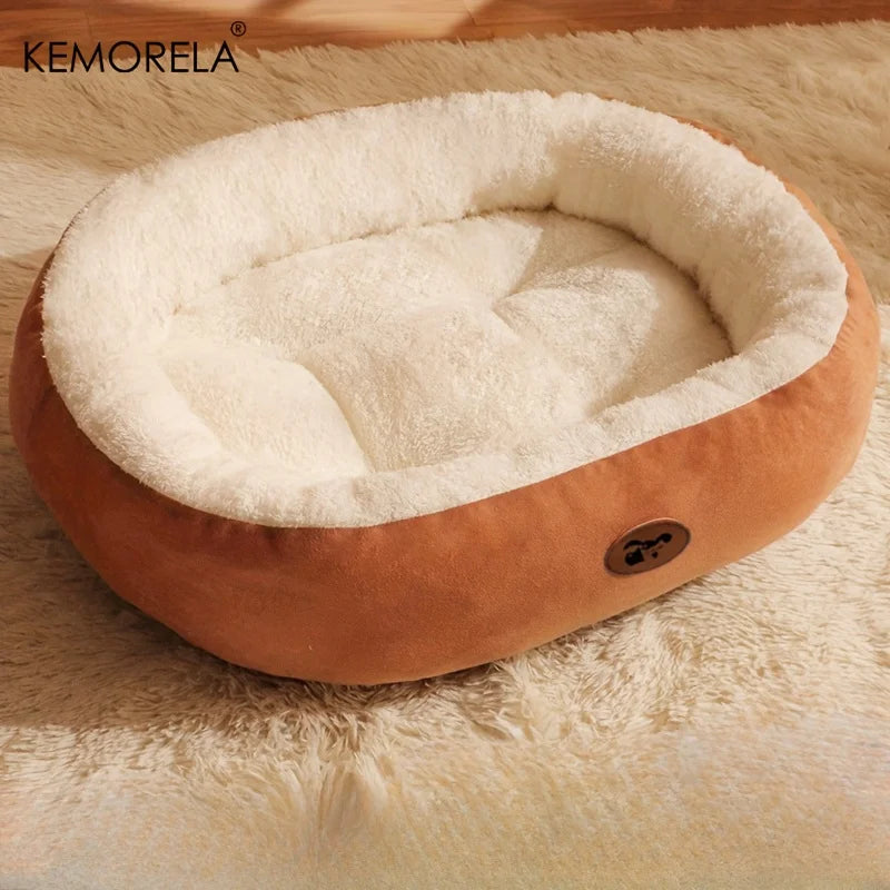Cozy Oval Plush Pet Bed – Thickened Snuggle Bed for Cats & Small Dogs