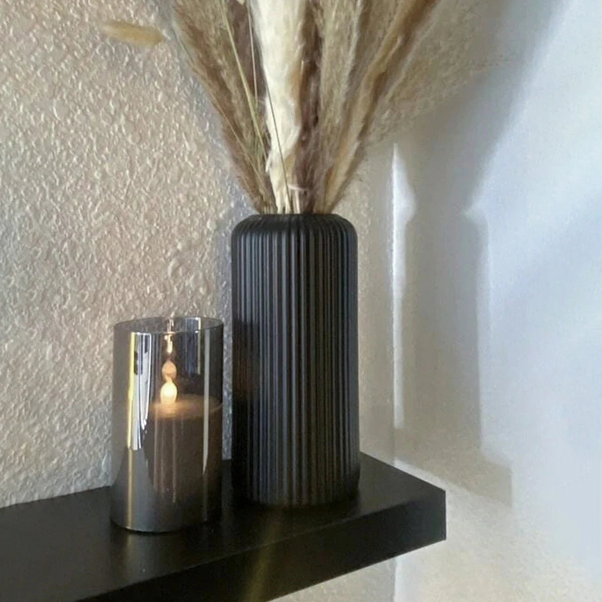Striped Decorative Vase – Ceramic-Look Flower Vase for Modern Home Decor