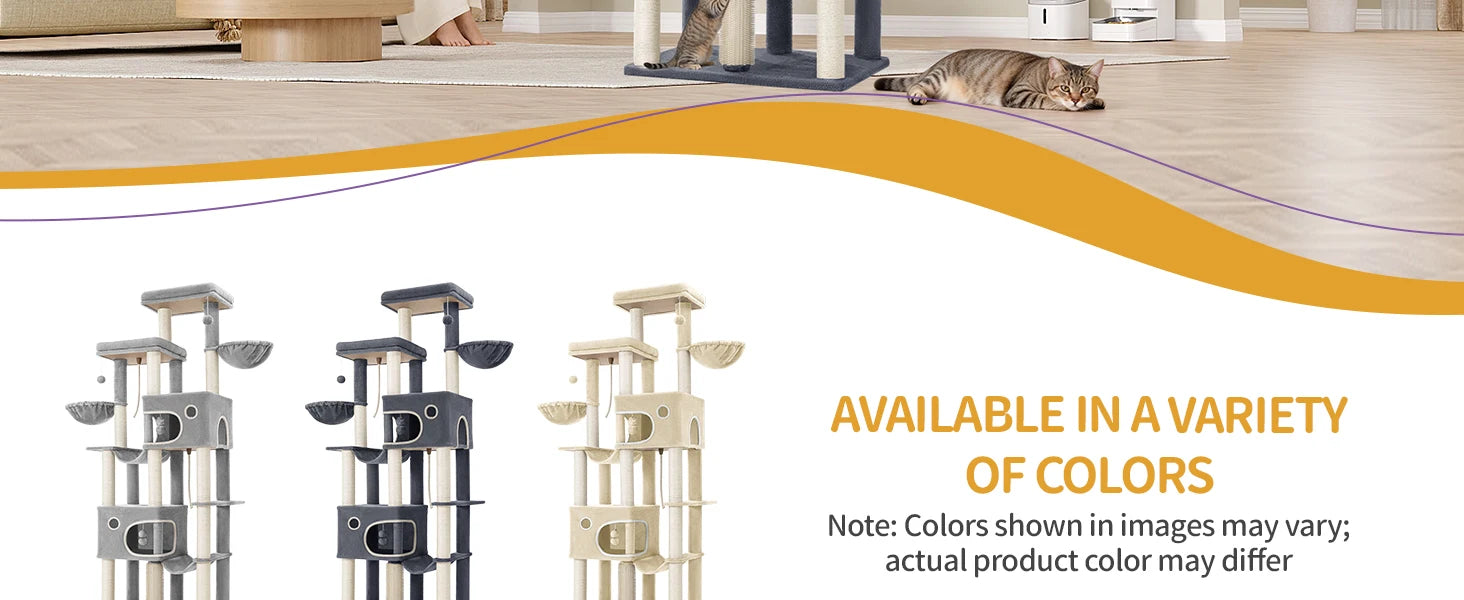 213 cm Extra-Large Cat Tree – Multi-Level Cat Tower with Caves & Platforms
