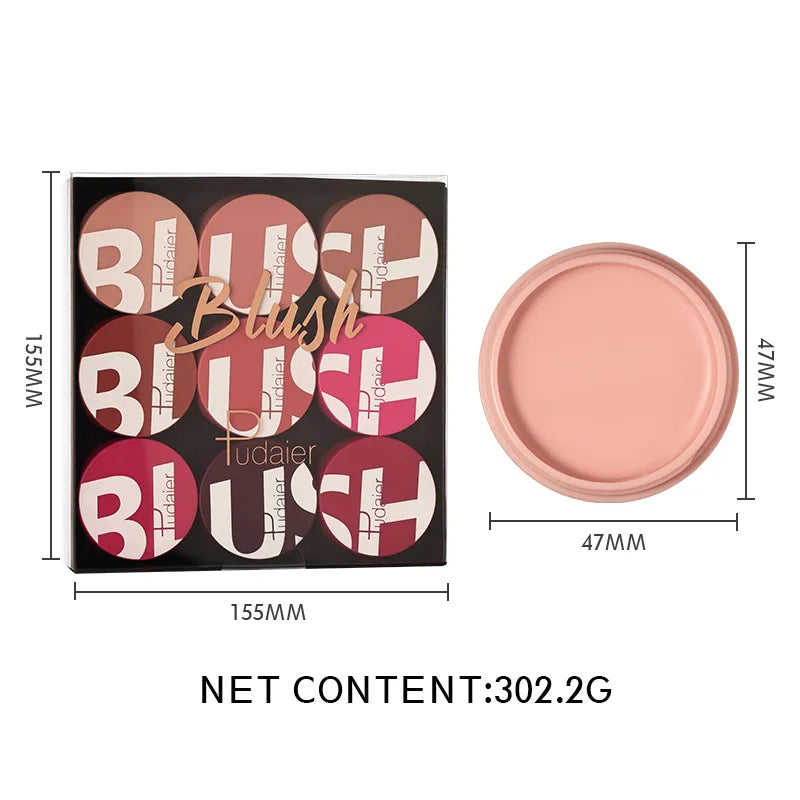 Nouveau set de blush 9 couleurs – Palette pêche, pigments minéraux pour joues, poudre de maquillage – Contour professionnel et blush rose