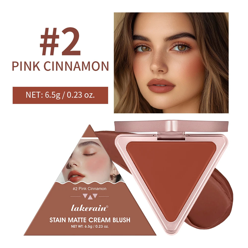 Blush crème triangulaire – Crème matte non grasse, facile à appliquer – Haute saturation de couleur, fini naturel rosé