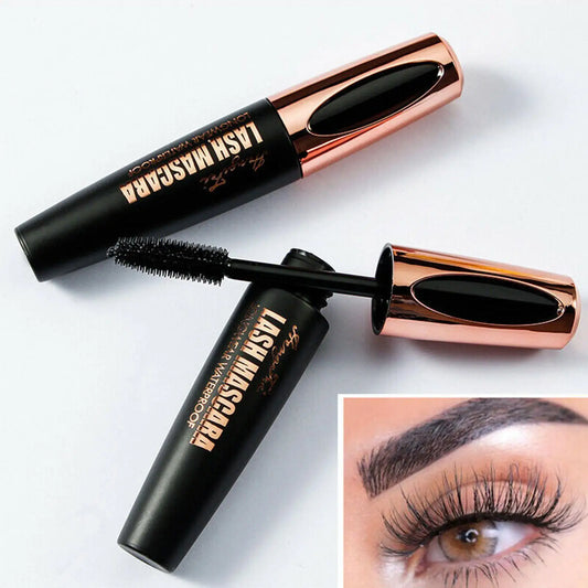 Mascara 4D fibres de soie recourbant waterproof cils noirs épais extensions longue tenue