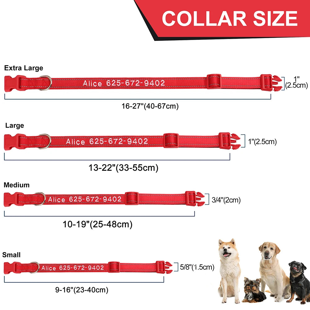 Personalized Embroidered Reflective Dog & Cat Collar – Custom Name & Phone ID