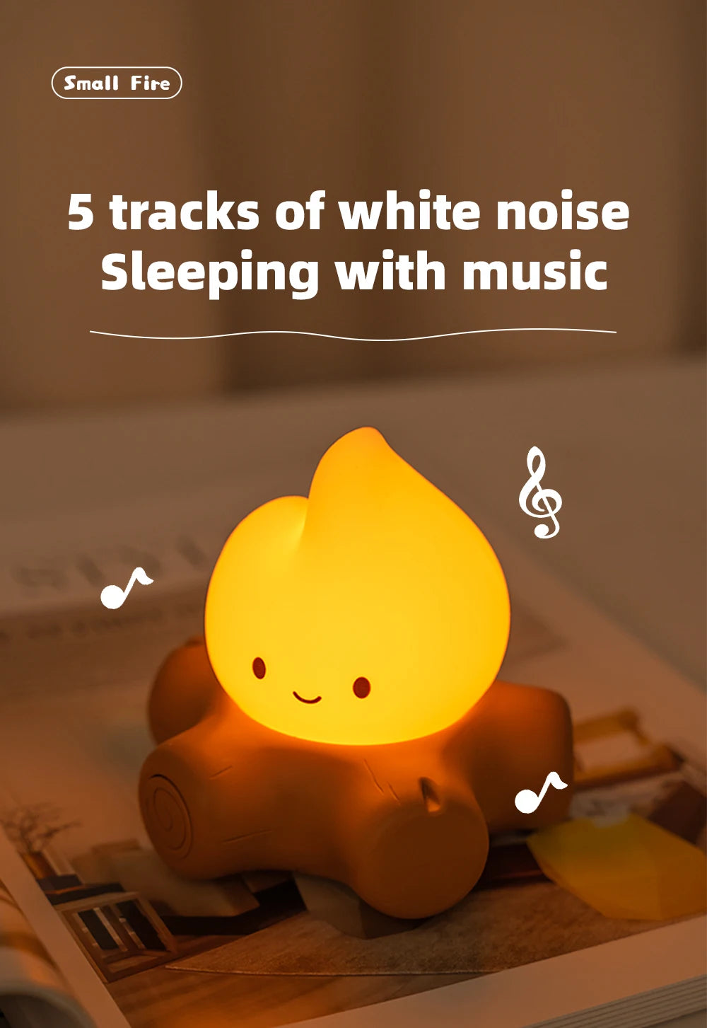 Campfire Night Light with White Noise – Cozy LED Atmosphere Lamp for Kids & Bedroom Decor