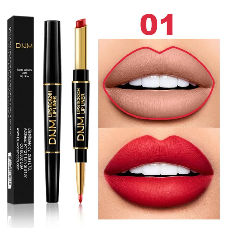 Rouge à Lèvres Double-Embout Mat – Waterproof, Longue Tenue, Maquillage Coréen, Gloss et Teinte, Crayon à Lèvres