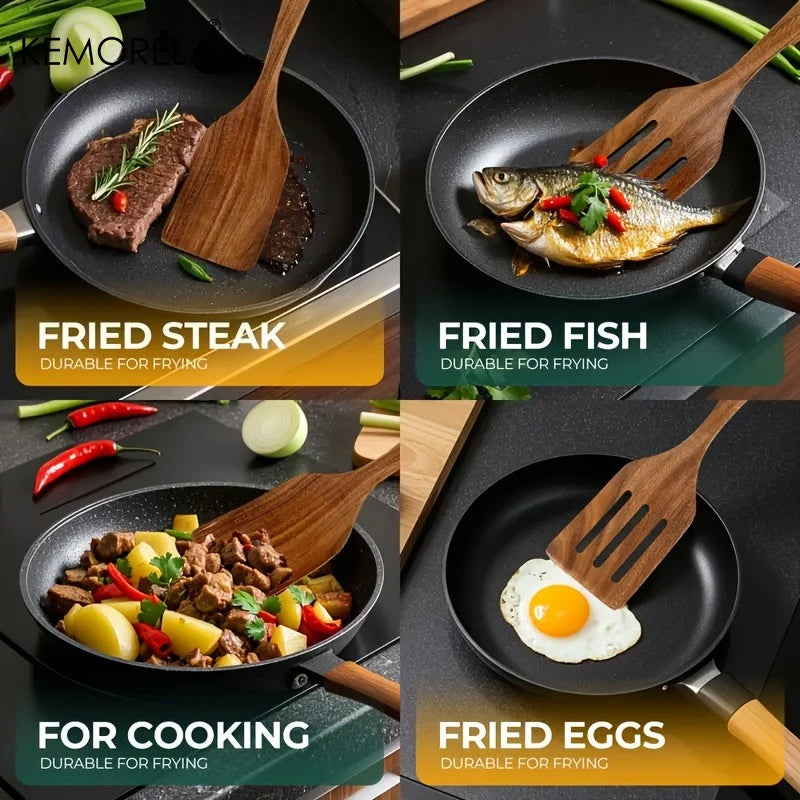 Wooden Cooking Spatula Set (1 or 2 PCS) – Natural Non-Scratch Kitchen Utensils for Baking, Stirring & Flipping