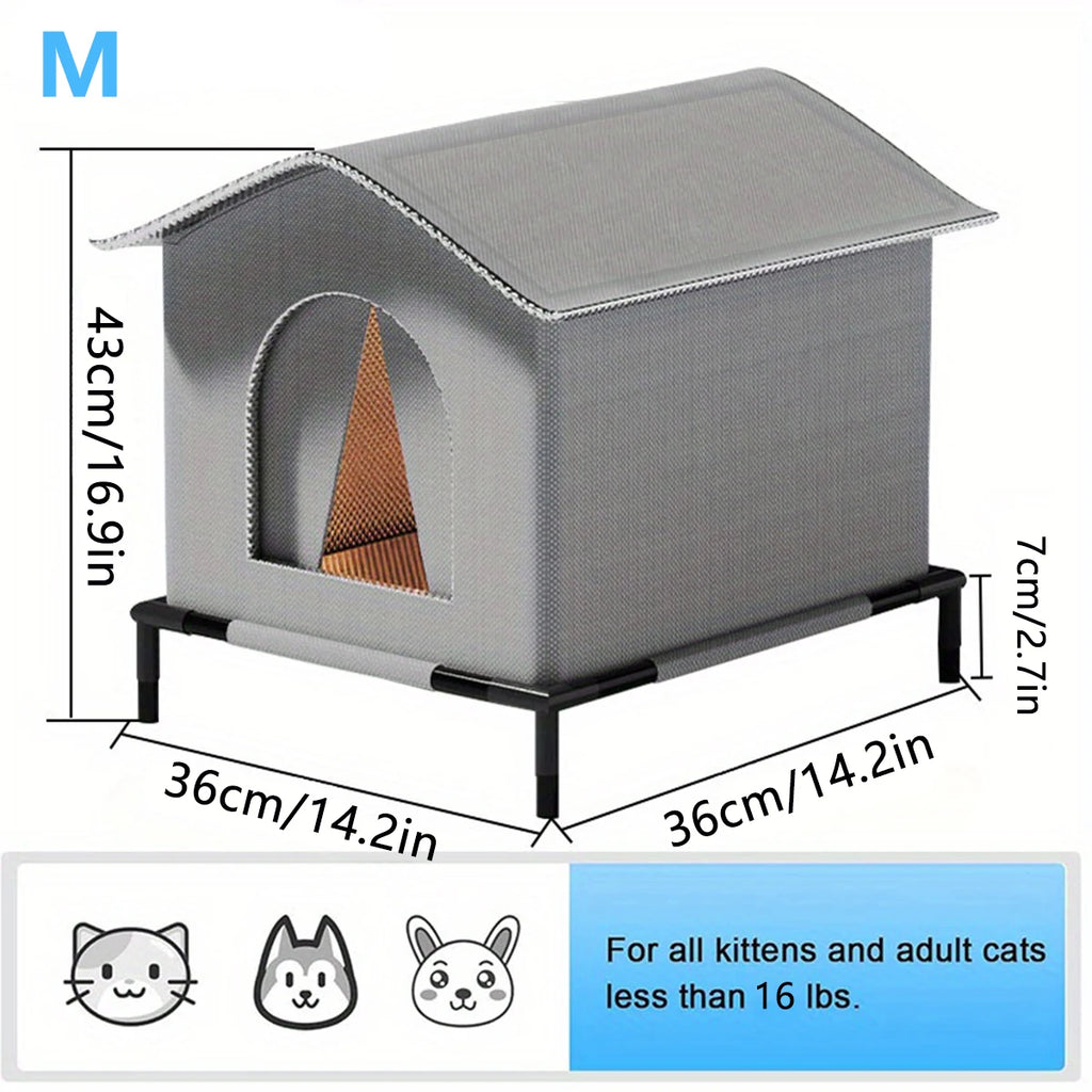 Waterproof Outdoor Cat House – Foldable Pet Shelter with Mat