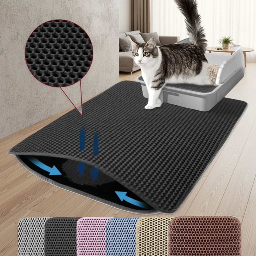 Large Double-Layer Cat Litter Mat – Waterproof Non-Slip Litter Trap