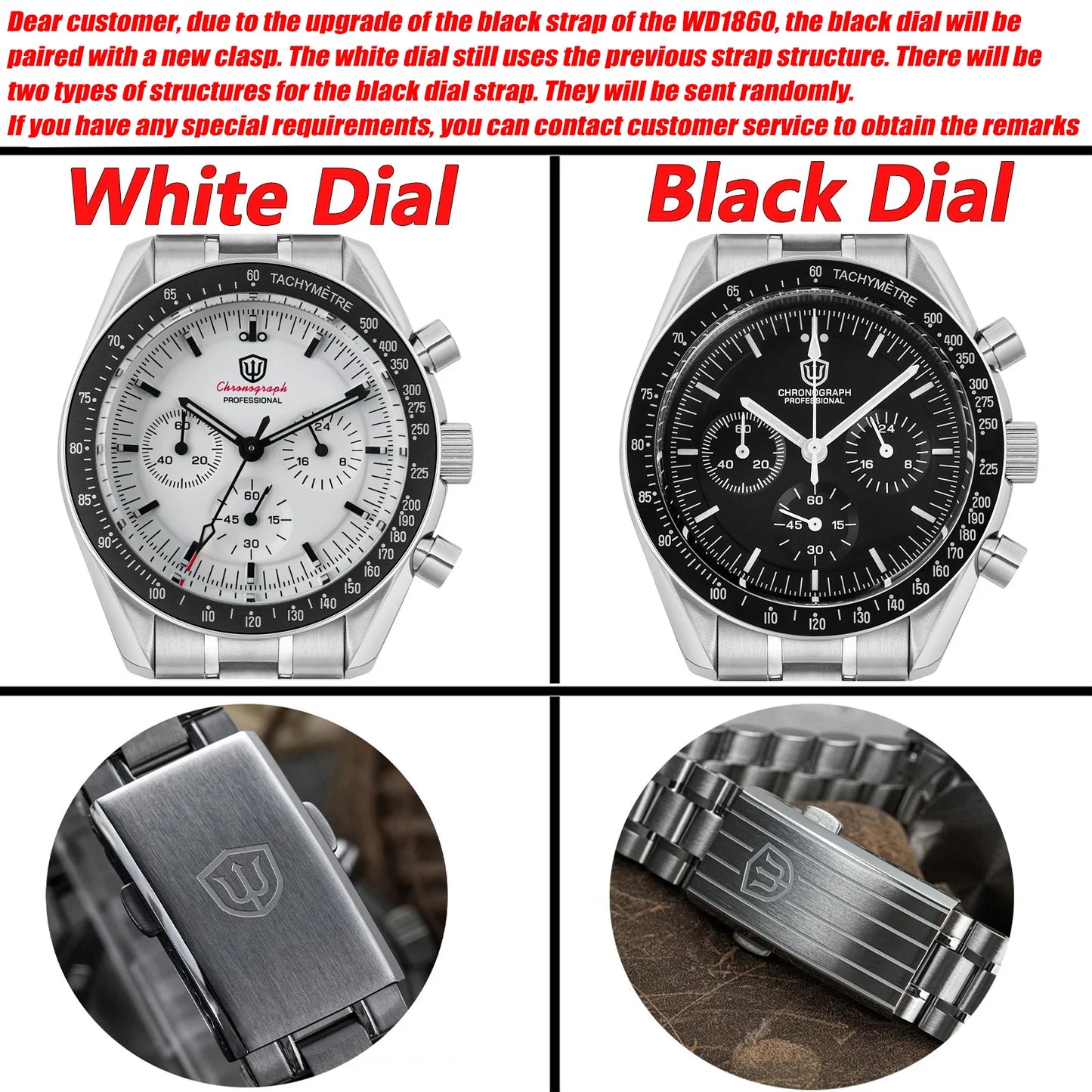 Montre à Quartz VK63 chronographe mouvement saphir cristal BGW9 lumineux 20Bar étanche 40mm montres Vintage