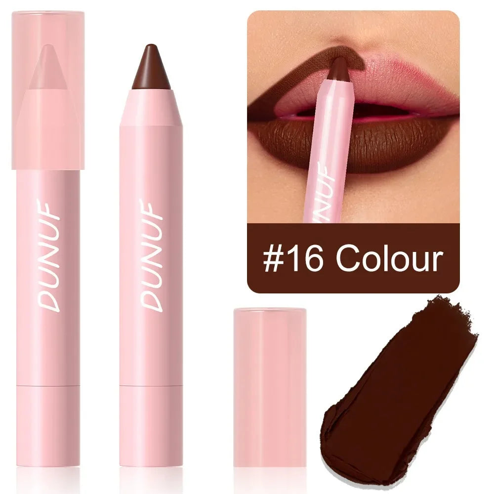 Crayon à Lèvres Nude et Marron – Set 18 Couleurs, Contour Rouge, Waterproof, Mat, Crayon de Maquillage pour Lèvres