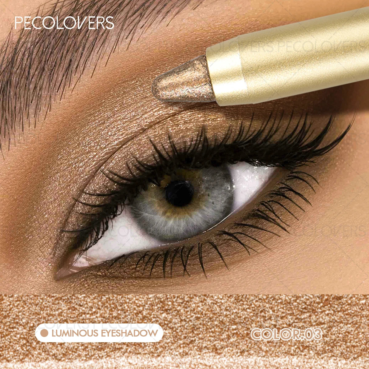 Crayon fard à paupières tube doré, plusieurs couleurs, illuminateur yeux, effet lumineux, waterproof et résistant à la transpiration