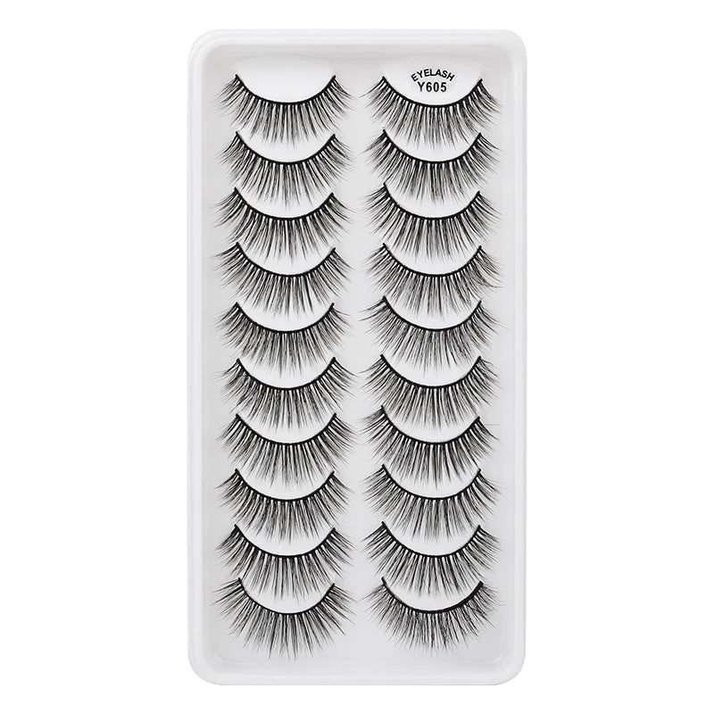 Lot de 10/8/5/3 Paires de Faux Cils 3D en Vison