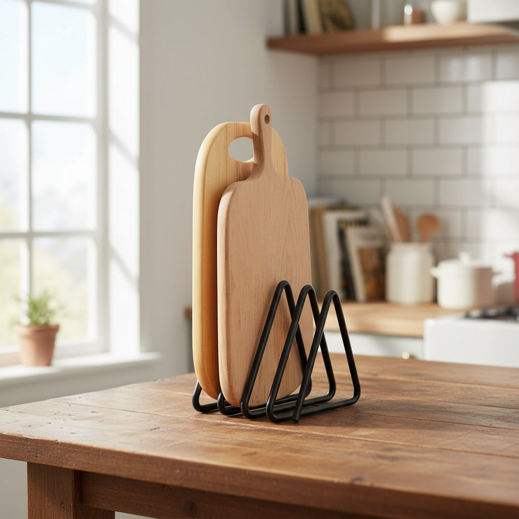 Heavy-Duty Kitchen Storage Rack – Metal Cutting Board & Kitchen Organizer