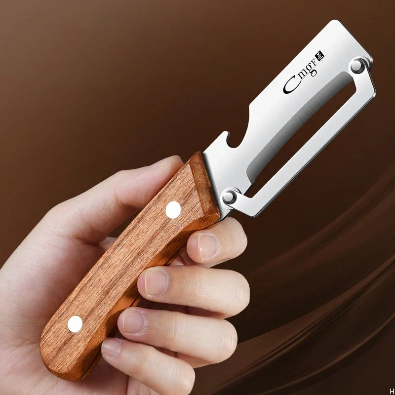 Stainless Steel Peeler with Wooden Handle – Durable Fruit & Vegetable Peeling and Slicing Kitchen Tool