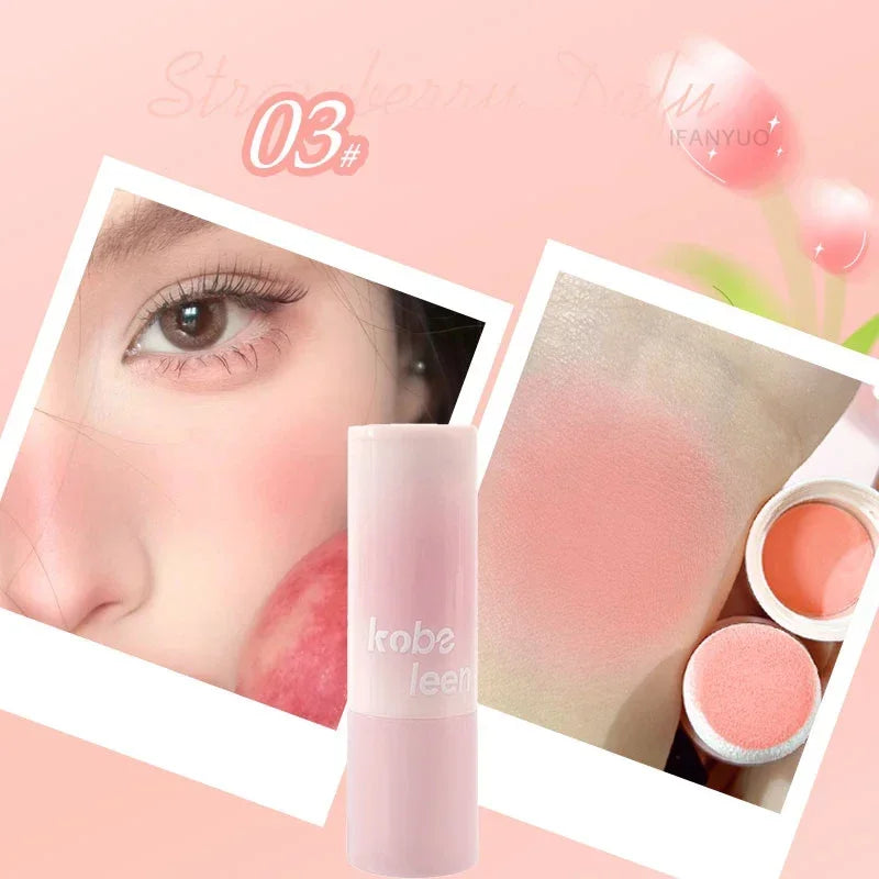 Blush Stick Double Embout — Doux et Illuminant, Ombre pour Contour du Visage, Poudre Blush Teinte Pêche Rose pour Joues, Maquillage Coréen