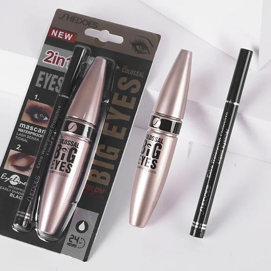 Mascara liquide waterproof longue tenue anti-bavure avec eyeliner