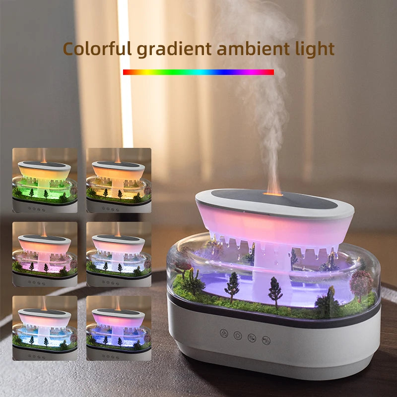 Raindrop Aroma Diffuser – Ultrasonic Humidifier with White Noise & Colorful LED Lights