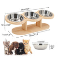 Elevated Wooden Pet Feeder with 3 Stainless Steel Bowls – Food & Water Station