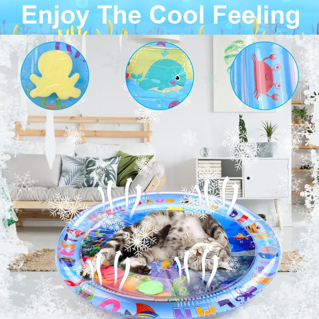 Inflatable Water Sensory Play Mat – Ocean-Themed Interactive Pet Toy