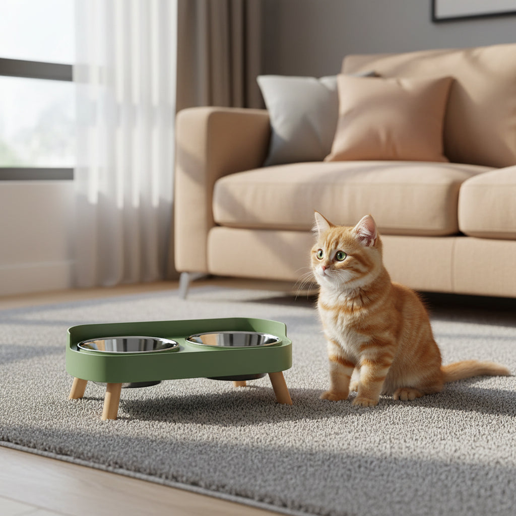 Colorful Elevated Pet Feeder – Dual Stainless Steel Bowls with Neck Support