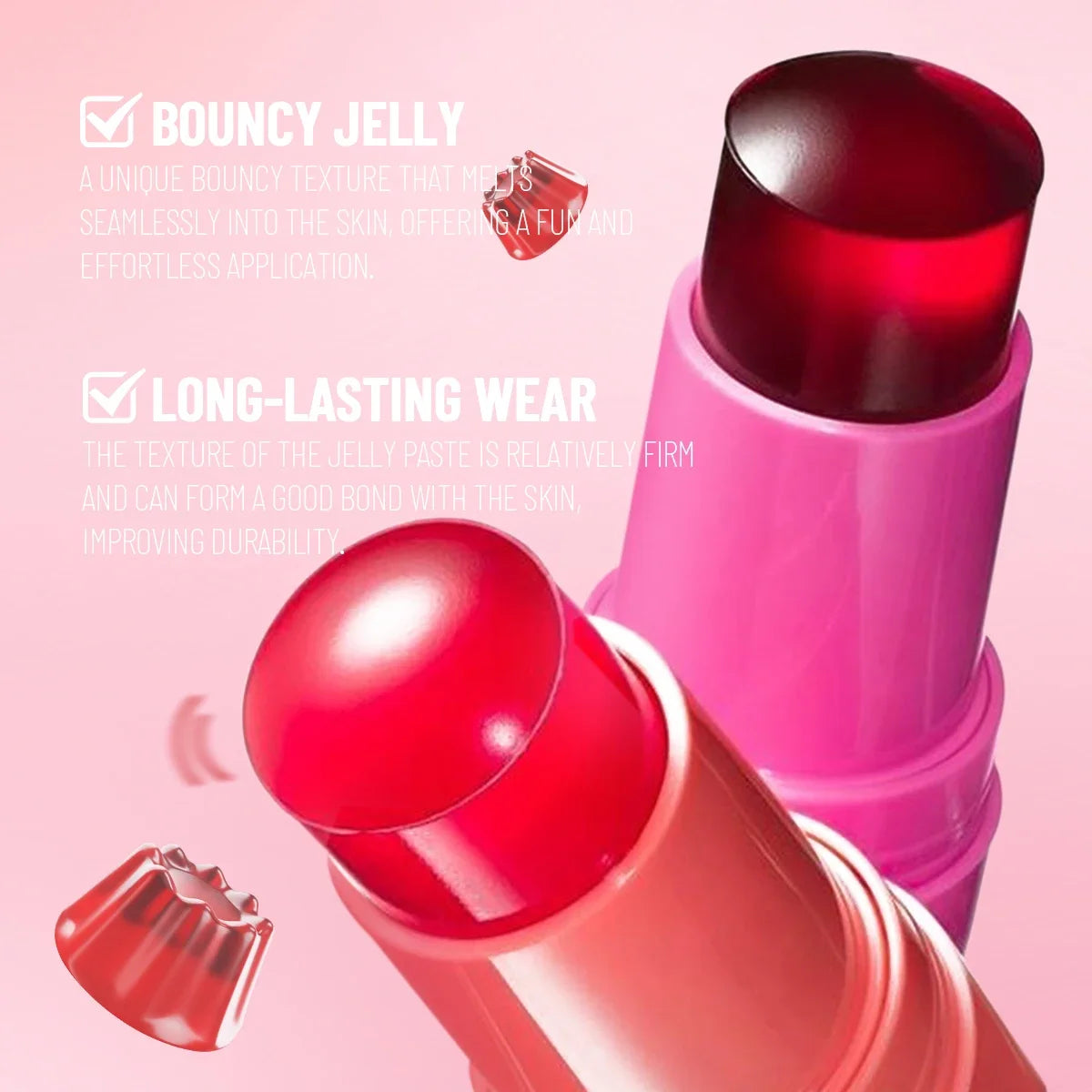 Stick Blush 1 PC — Pour Lèvres et Joues, Multi-couleurs Transparentes, Résistant aux Fruits, Parfait pour Toutes Occasions