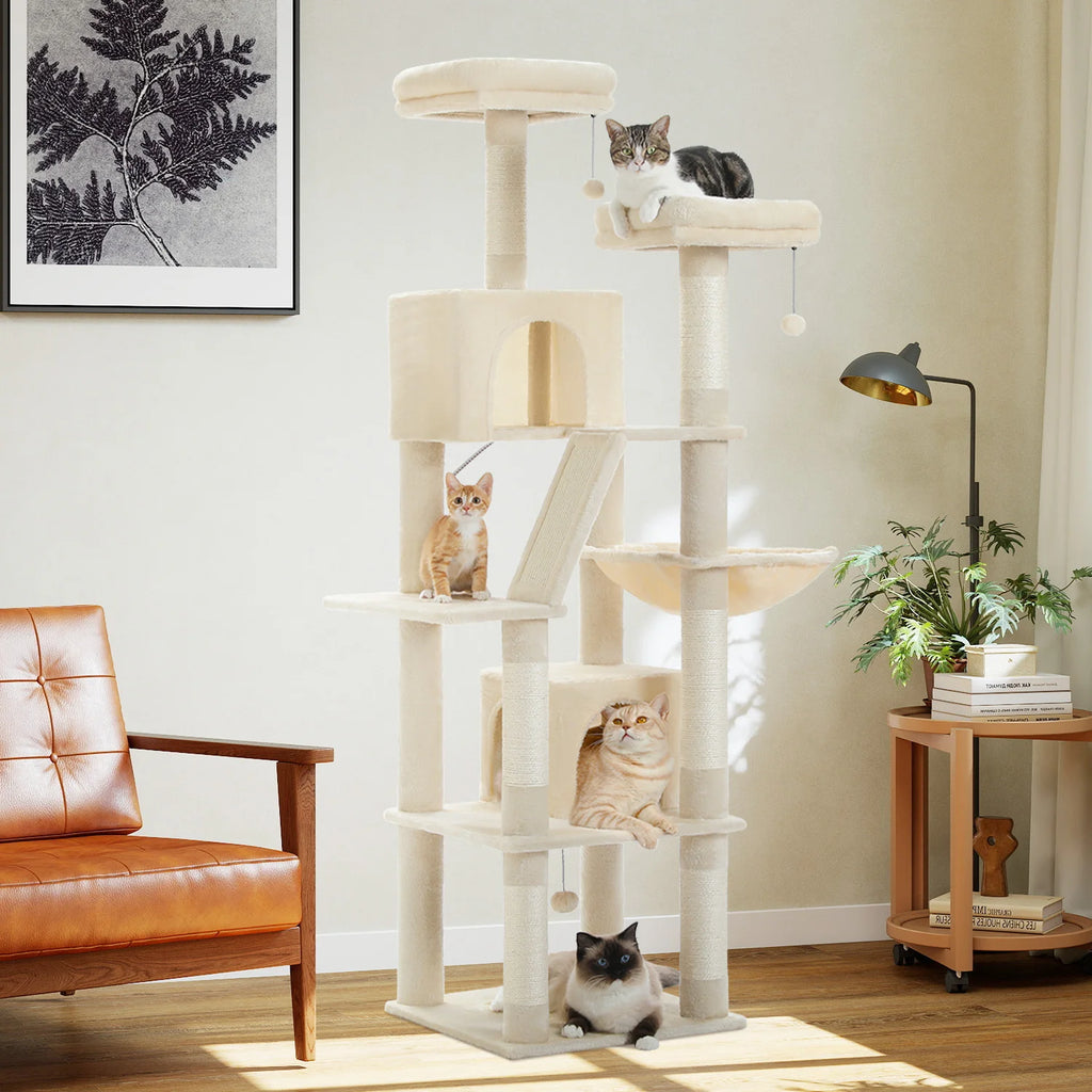 Multi-Level Cat Tree Tower – Cat Condo, Hammock & Scratching Activity Center