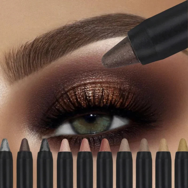 Crayon fard à paupières double embout, métallisé et nacré, scintillant, illuminateur, texture soyeuse