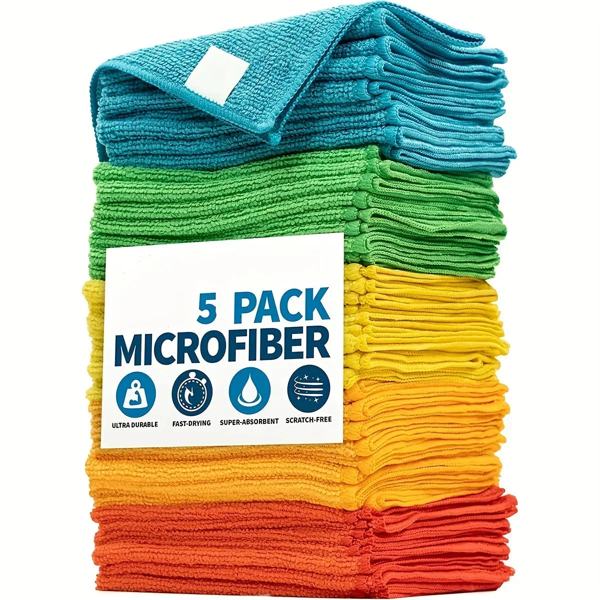 Microfiber Cleaning Cloth Set – Absorbent Kitchen & Bathroom Towels