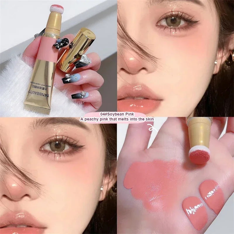 Blush Liquide Velours Mat — Pigment pour le Visage, Longue Tenue, Effet Naturel, Crème pour Joues, Teinte Rose Pêche, Maquillage Coréen