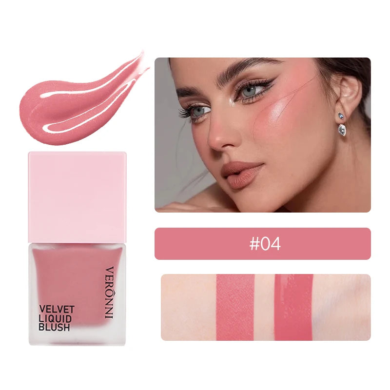 Blush liquide 4 couleurs 5 ml – Longue tenue et facile à estomper, teinte vegan pour les joues – Effet naturel ou éclat intense, fini lumineux ou mat