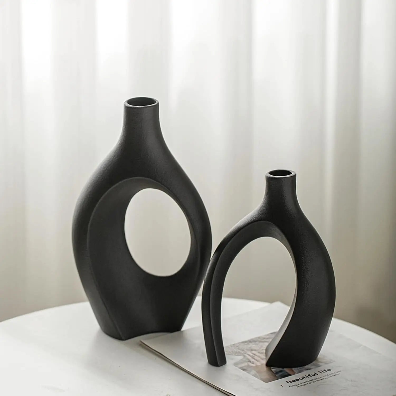 Modern Hollow Vase Set (2 Pieces) – Scandinavian Decorative Flower Vases for Home Decor