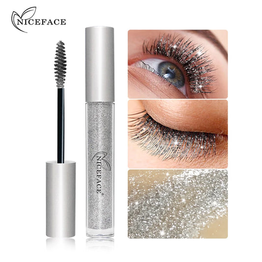 Mascara diamant pailleté séchage rapide waterproof volume et recourbant cils noirs 4D longue tenue