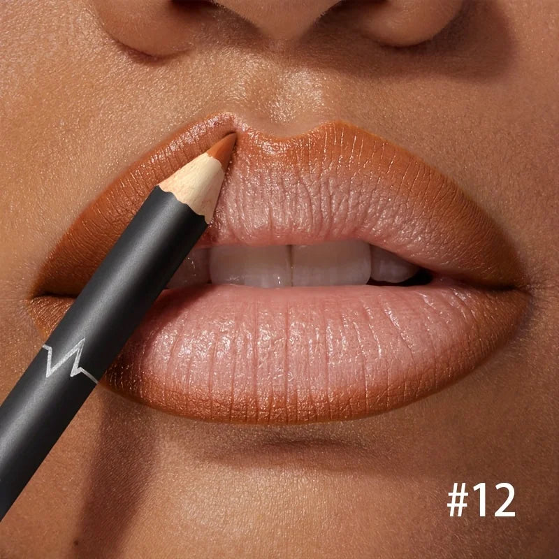 Crayons à Lèvres Mat Waterproof 12 Couleurs – Contour Rouge, Longue Tenue, Anti-Transfert, Hydratant, Maquillage des Lèvres
