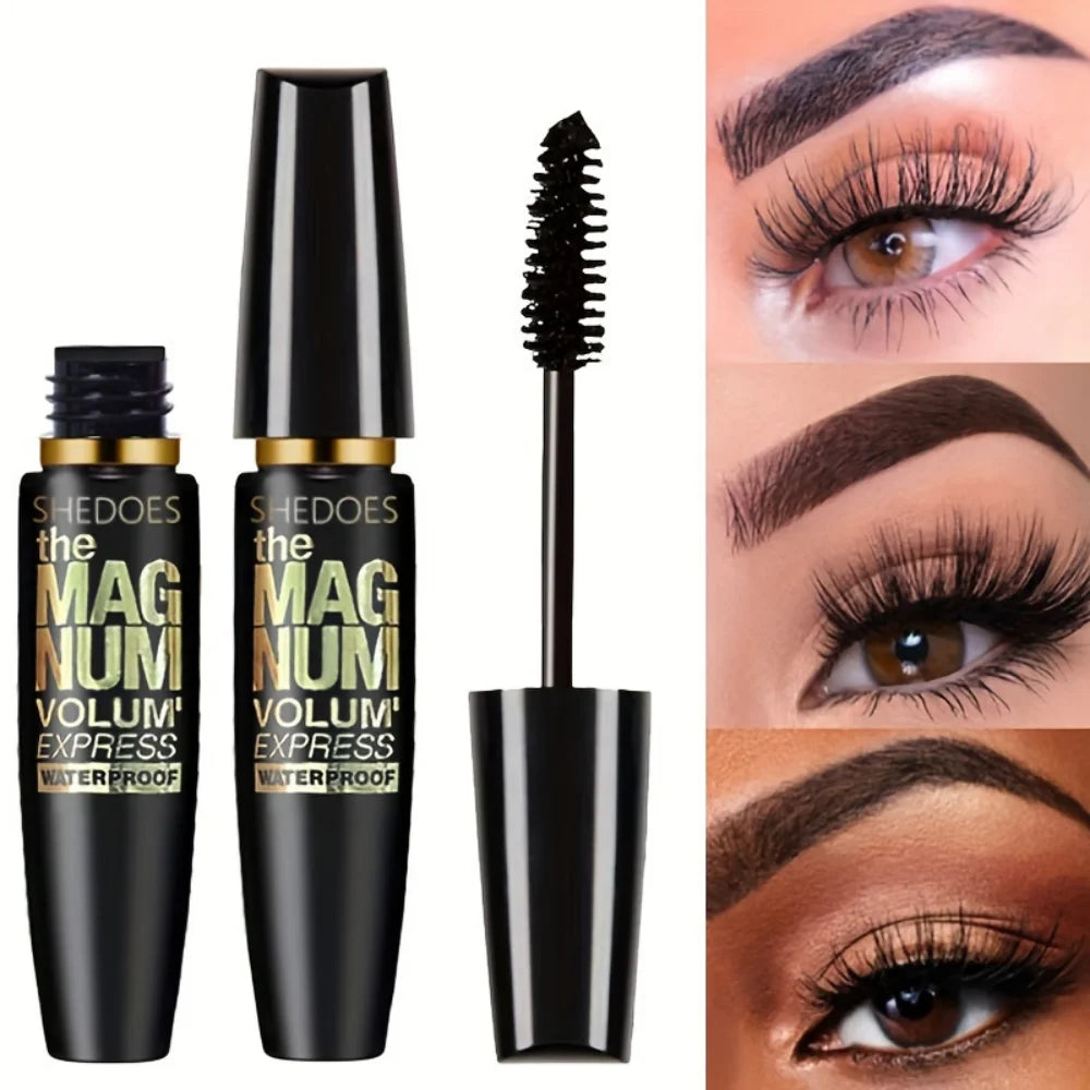 Mascara 5D noir waterproof allongeant cils fibres de soie volumisant pour femme