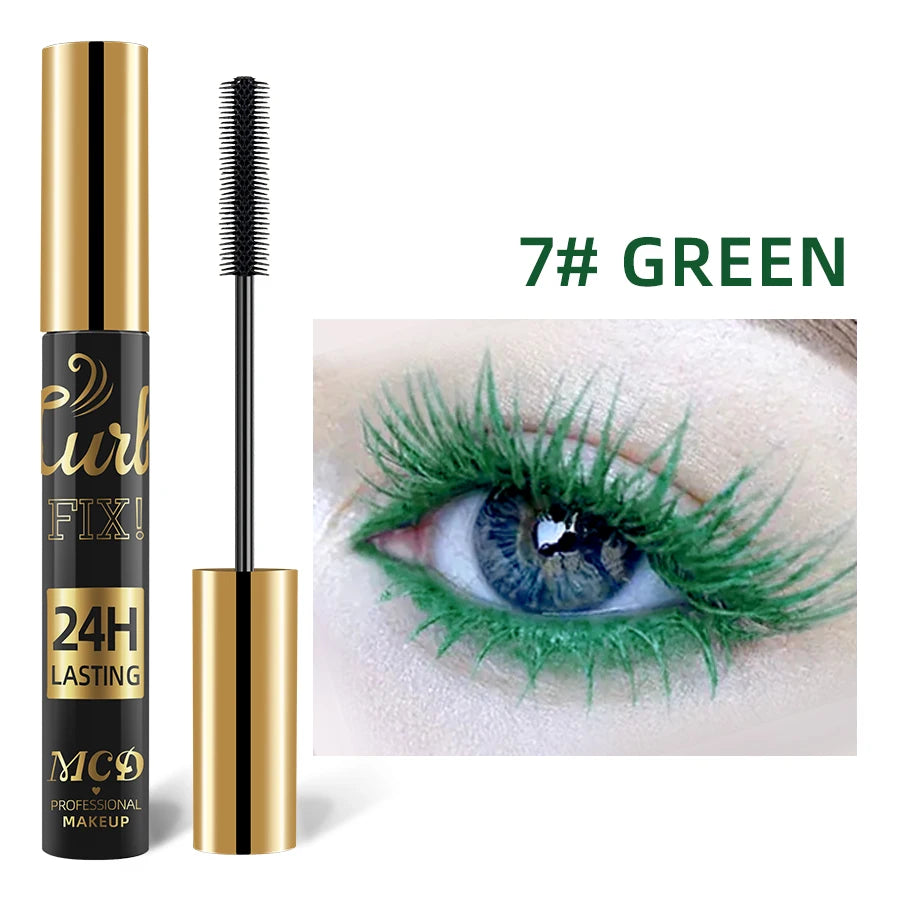 Mascara 5D waterproof vibrant 9 couleurs longue tenue recourbant bleu, vert, noir extensions cils