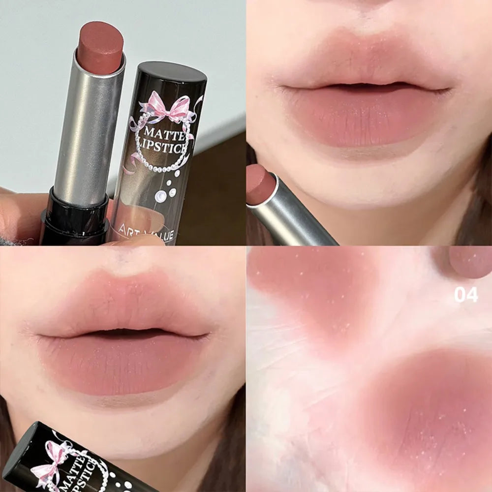 1 Pièce Rouge à Lèvres Velours Mat Hydratant – Teinte Noisette Mousse, Longue Tenue, Waterproof