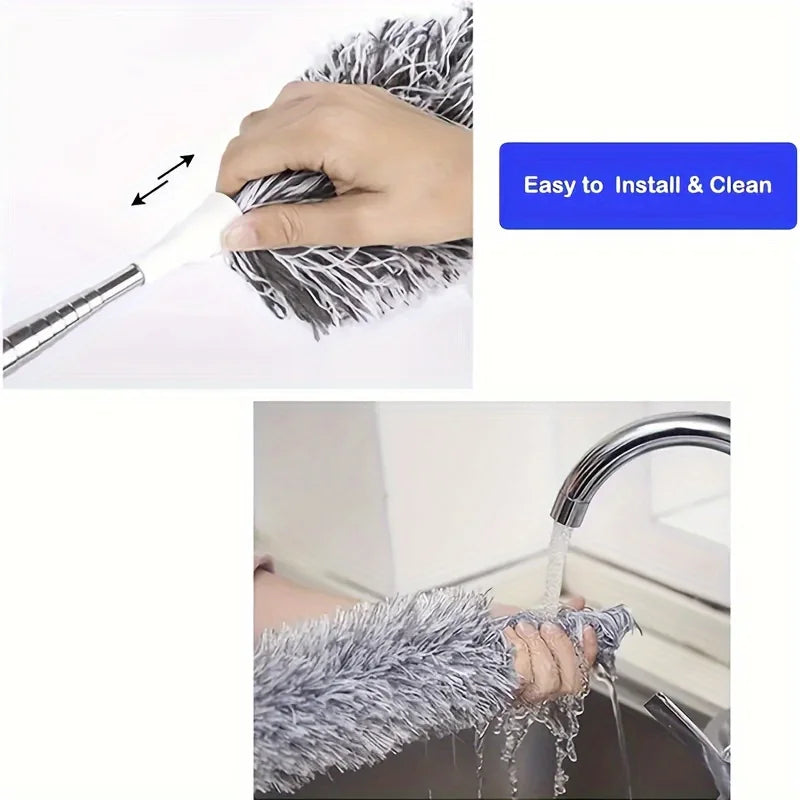 Retractable Microfiber Duster – Bendable Washable Cleaning Tool