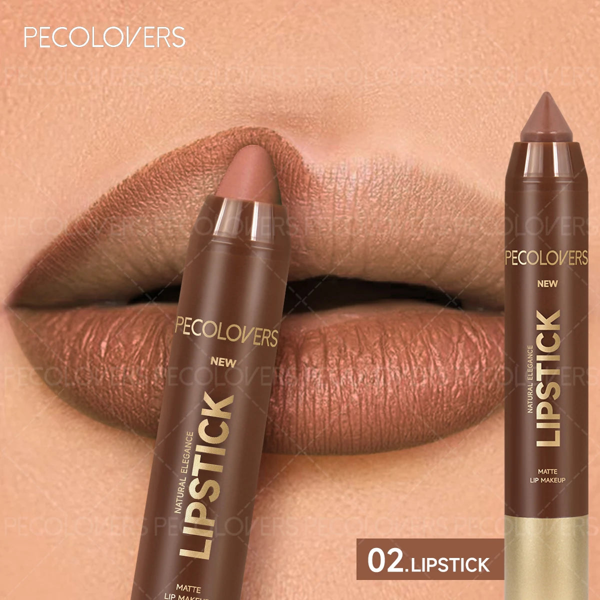 Crayon à Lèvres Mat Marron – Double Usage Contour et Rouge à Lèvres, Waterproof, Longue Tenue, Fini Naturel, Idéal Cadeau